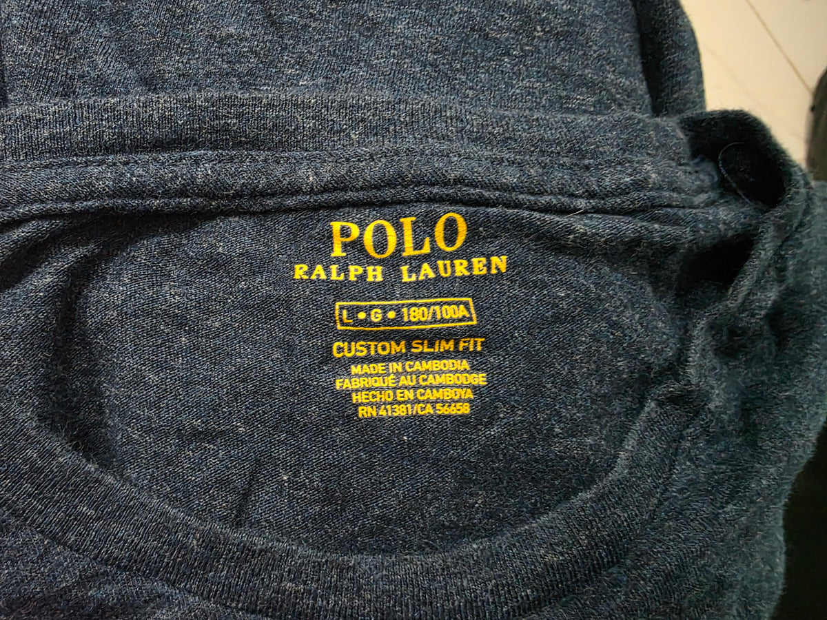 Playera Ralph Lauren Grande L Custom Fit Azul Pony Blanco (Usado)