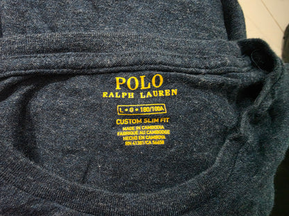 Playera Ralph Lauren Grande L Custom Fit Azul Pony Blanco (Usado)