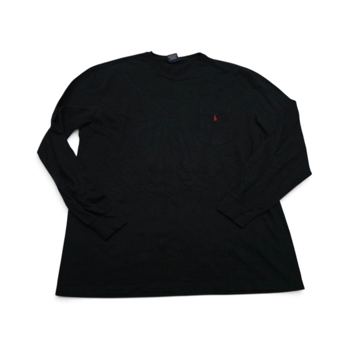 Playera Ralph Lauren Grande L Negro Pony Rojo Manga Larga (Usado)