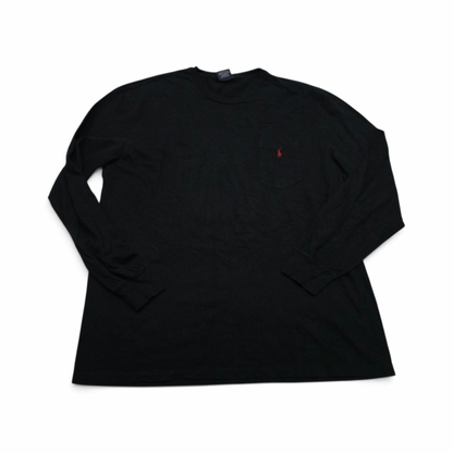 Playera Ralph Lauren Grande L Negro Pony Rojo Manga Larga (Usado)