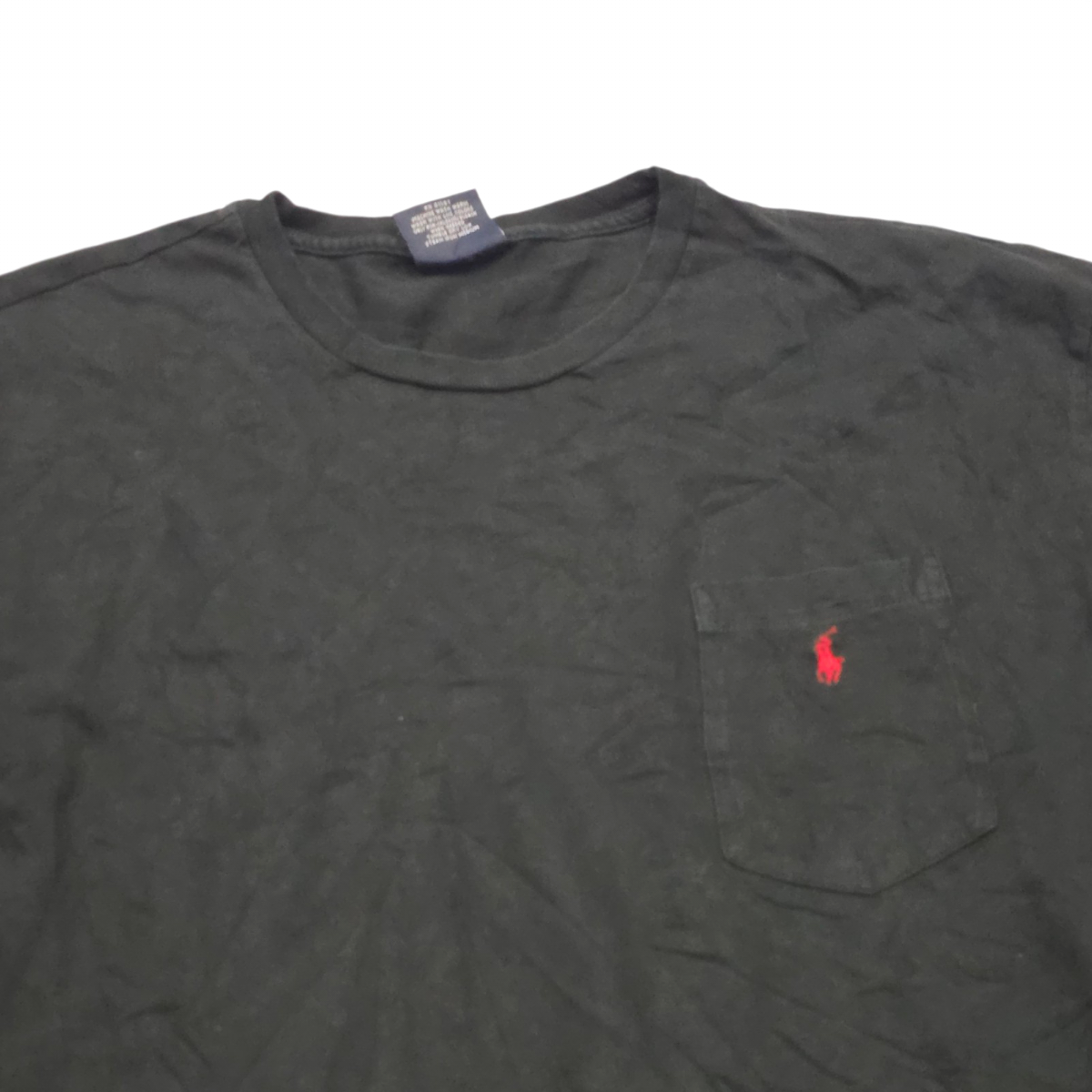 Playera Ralph Lauren Grande L Negro Pony Rojo Manga Larga (Usado)