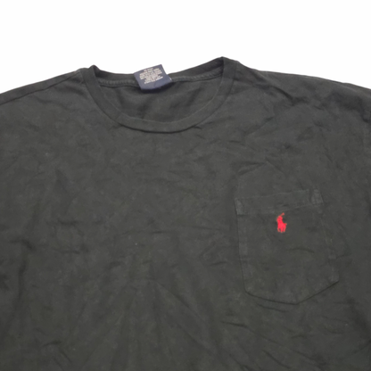Playera Ralph Lauren Grande L Negro Pony Rojo Manga Larga (Usado)