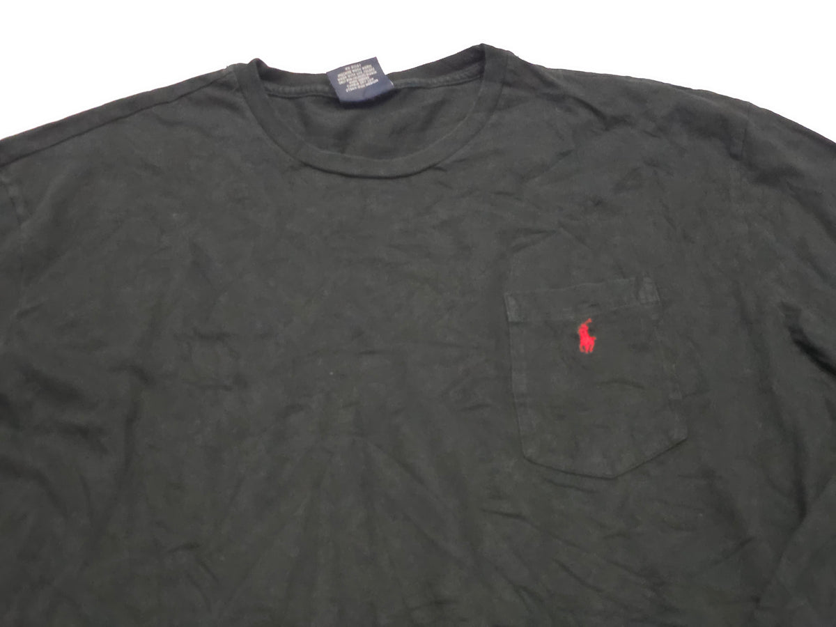 Playera Ralph Lauren Grande L Negro Pony Rojo Manga Larga (Usado)