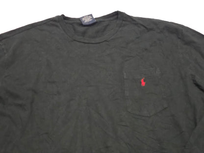 Playera Ralph Lauren Grande L Negro Pony Rojo Manga Larga (Usado)