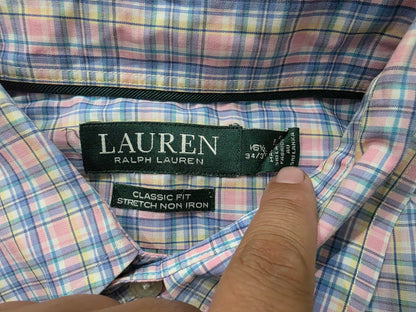 Camisa Ralph Lauren 16 1/2 34-35 Classicfit Rosa Azul Cuadro (Usado)
