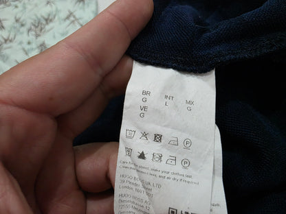 Playera Hugo Boss Porsche Grande L Azul Oscuro Cuadros (Usado)