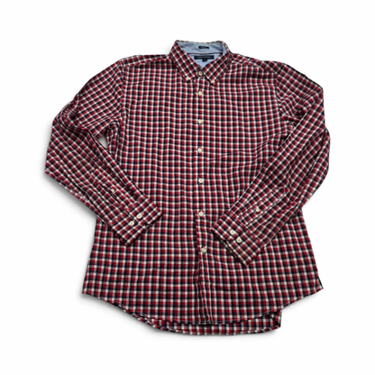 Camisa Tommy Hilfiger Grande L Cuadro Rojo Y Negro Stretch (Usado)