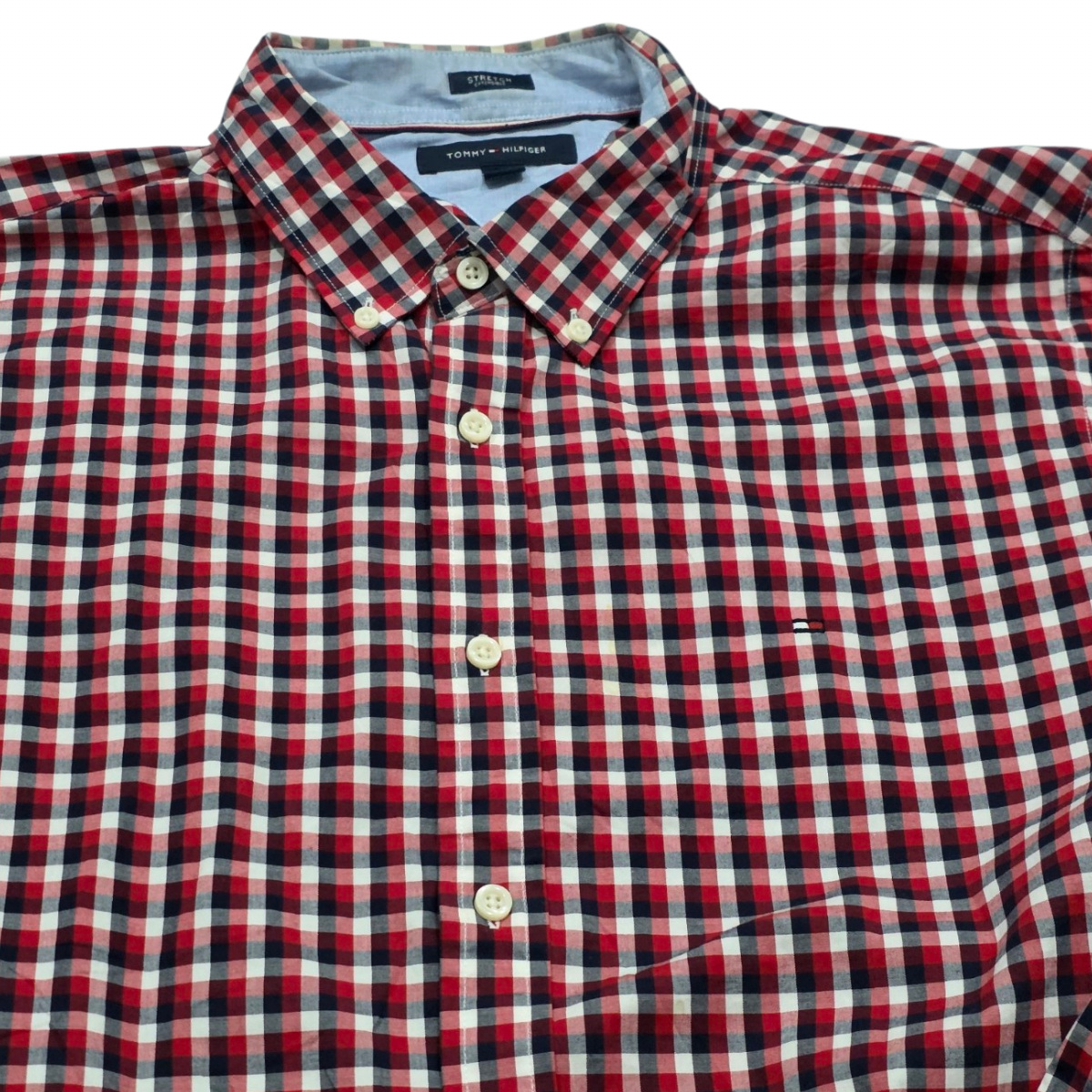 Camisa Tommy Hilfiger Grande L Cuadro Rojo Y Negro Stretch (Usado)