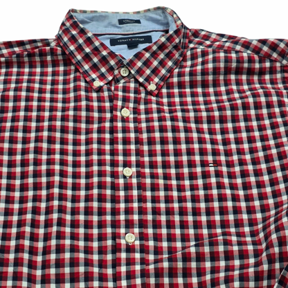 Camisa Tommy Hilfiger Grande L Cuadro Rojo Y Negro Stretch (Usado)
