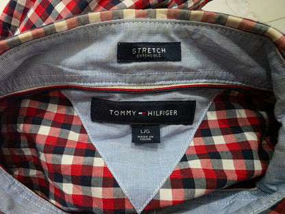 Camisa Tommy Hilfiger Grande L Cuadro Rojo Y Negro Stretch (Usado)