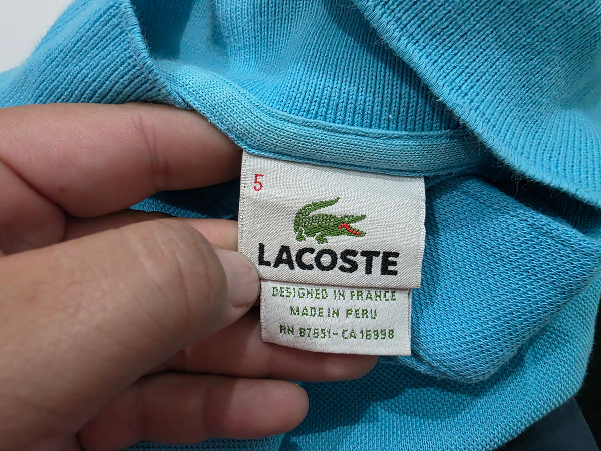 Playera Lacoste Fr5 Grande L Polo Azul Turquesa (Usado)