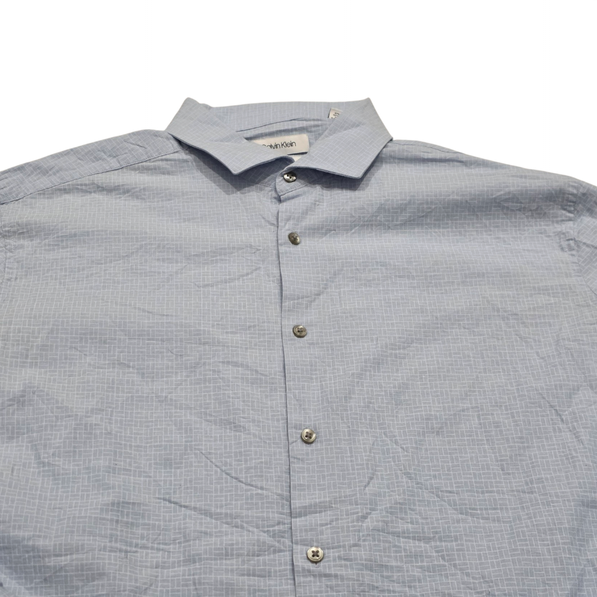 Camisa Calvin Klein 17 1/2 34-35slim Fit Stretch Azul Claro (Usado)