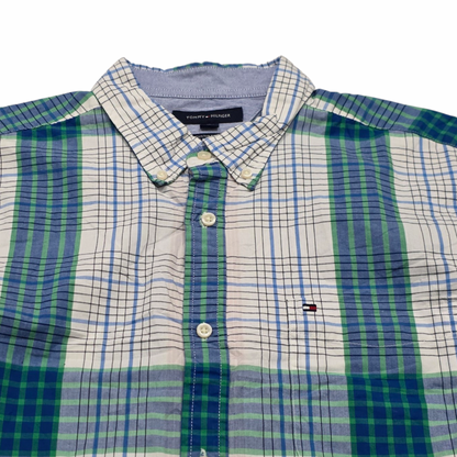 Camisa Tommy Hilfiger Xgrande Xl Blanca Y Verde Cuadros (Usado)