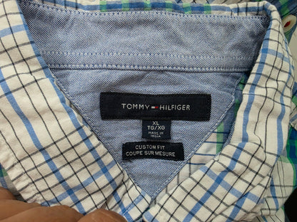 Camisa Tommy Hilfiger Xgrande Xl Blanca Y Verde Cuadros (Usado)