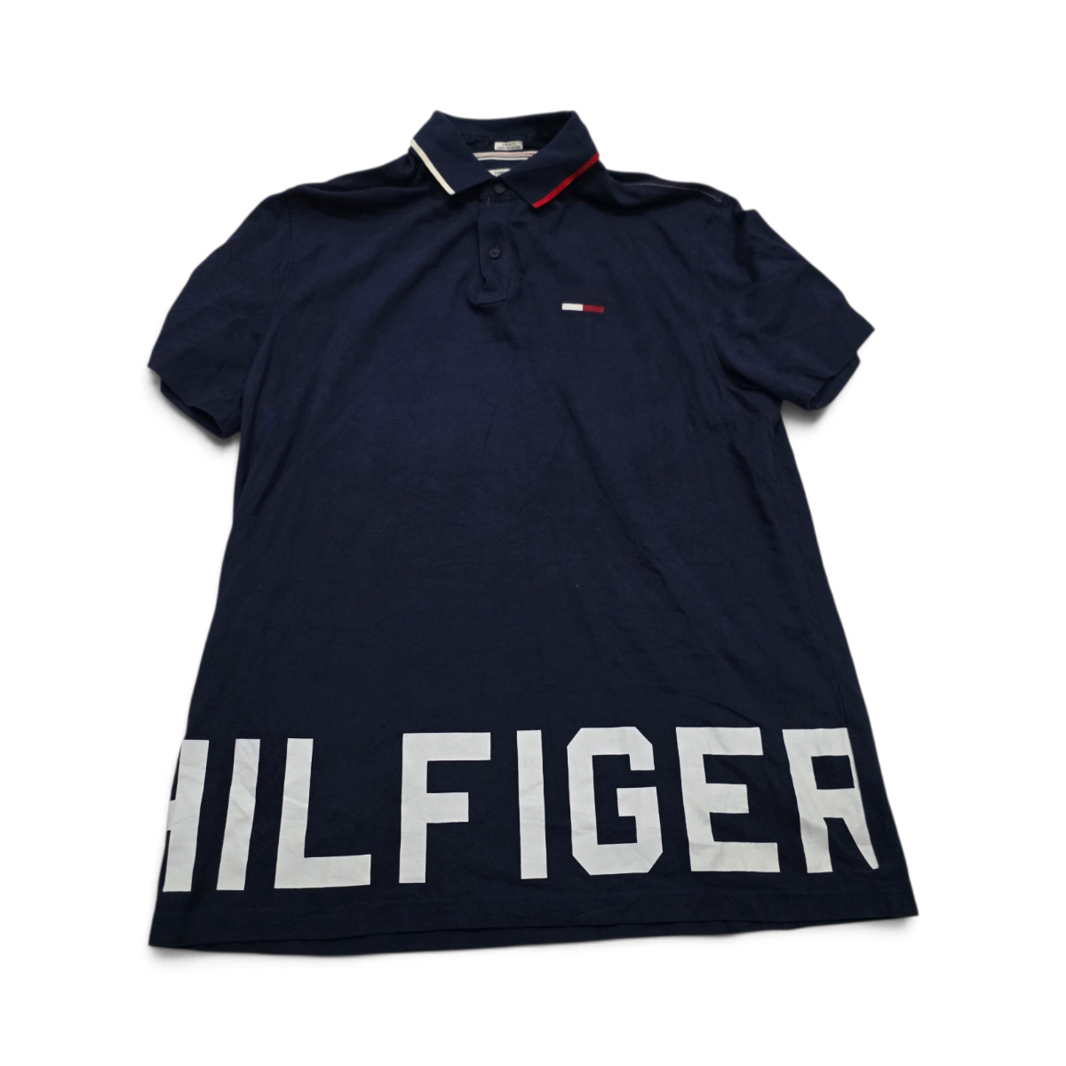 Playera Tommy Hilfiger Xgrande Xl Polo Azul Letras Grandes (Usado)