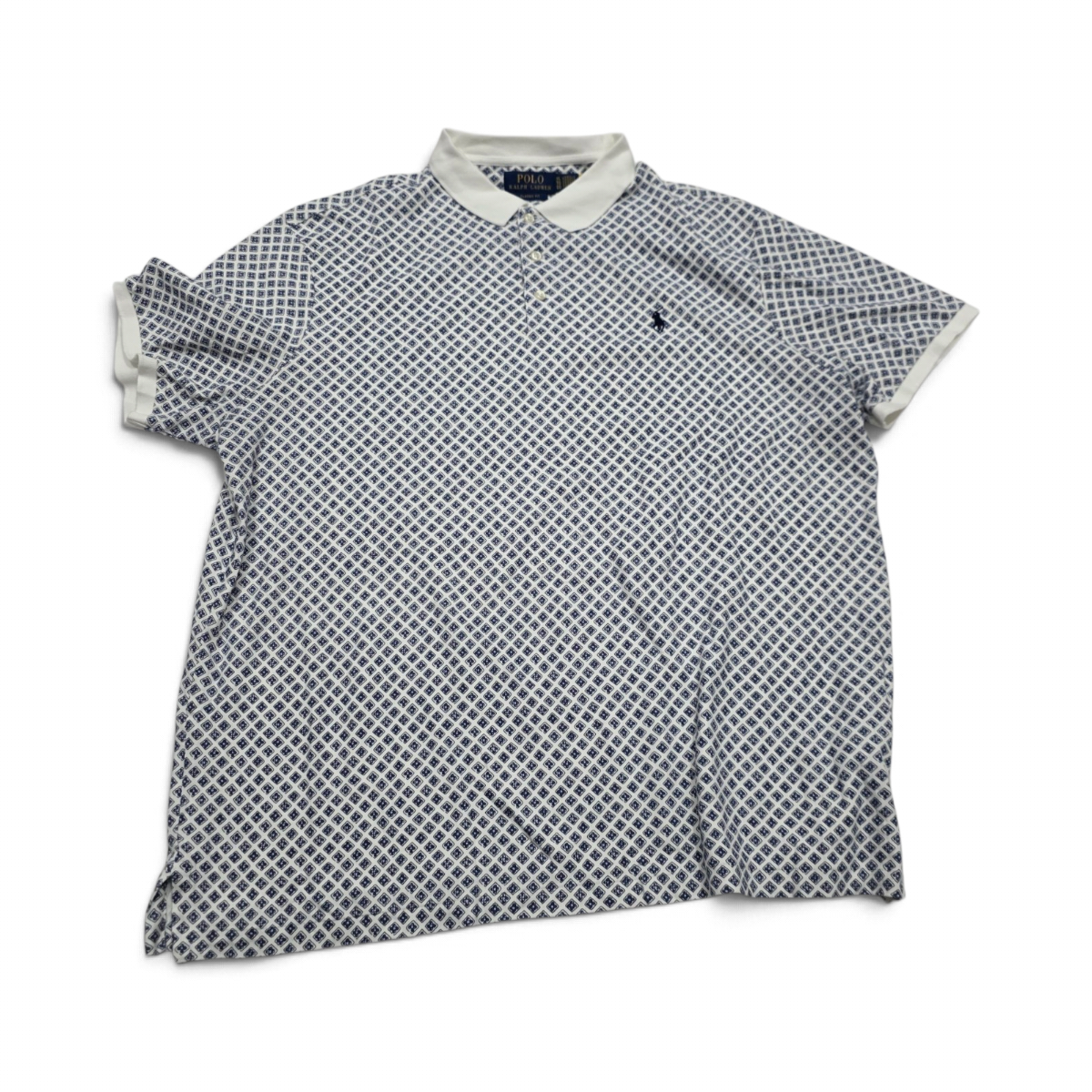 Playera Ralph Lauren Xgrande Classic Fit Blanco Y Azul Figur (Usado)