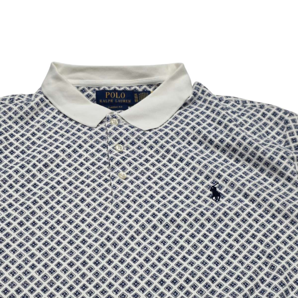 Playera Ralph Lauren Xgrande Classic Fit Blanco Y Azul Figur (Usado)