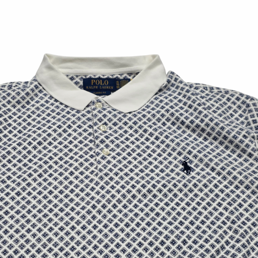 Playera Ralph Lauren Xgrande Classic Fit Blanco Y Azul Figur (Usado)