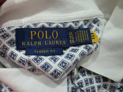 Playera Ralph Lauren Xgrande Classic Fit Blanco Y Azul Figur (Usado)
