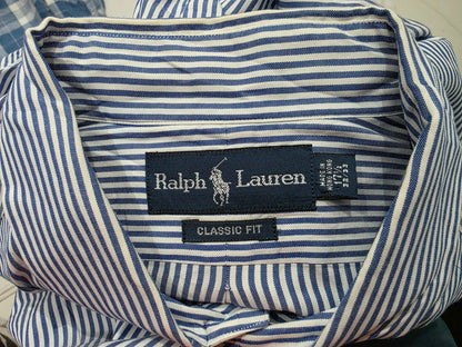Camisa Ralph Lauren 17 1/2 32-33 Classic Fit Azul Lineas (Usado)
