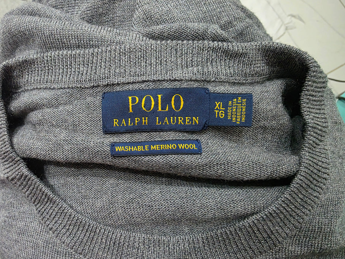 Sueter Ralph Lauren Xgrande Xl Washable Merino Wool Gris (Usado)