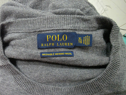 Sueter Ralph Lauren Xgrande Xl Washable Merino Wool Gris (Usado)
