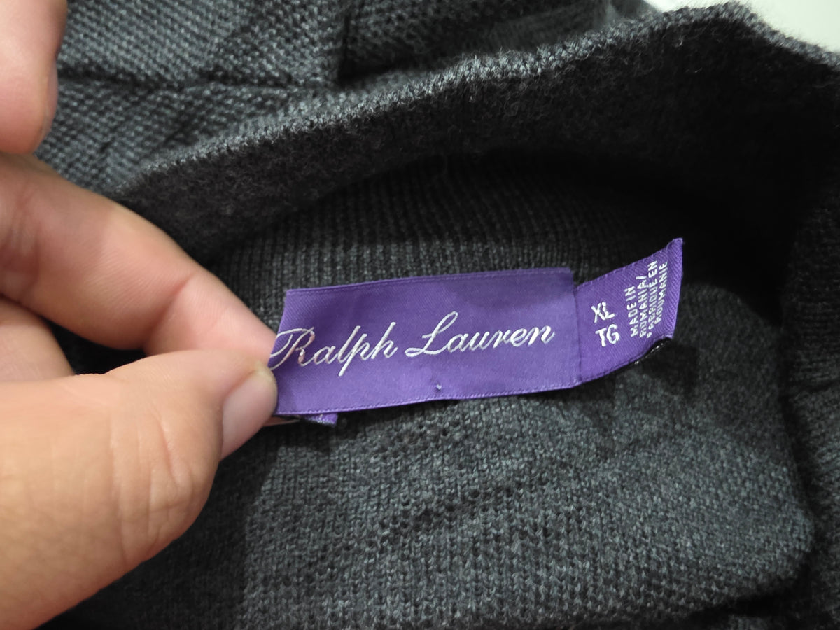 Sueter Ralph Lauren Xgrandexl Purple Label Cierre Corto Gris (Usado)