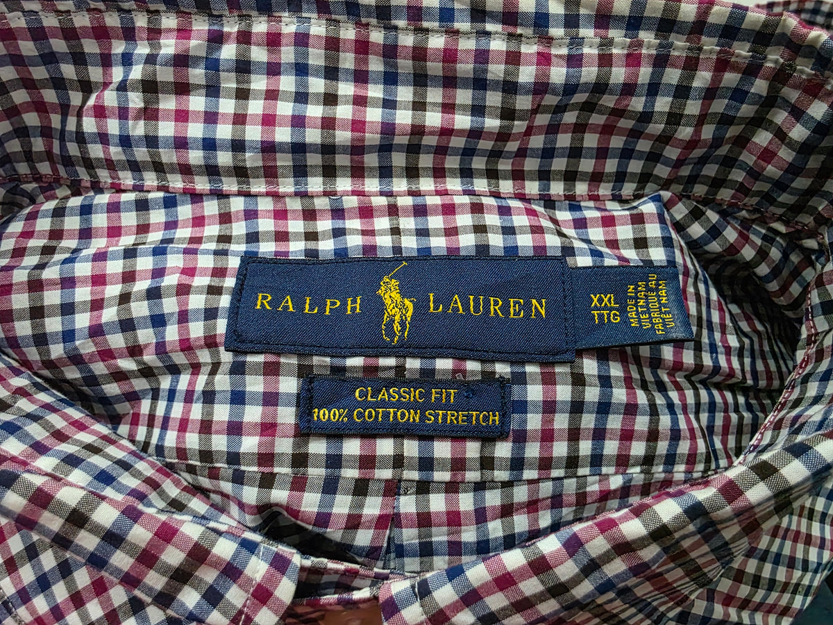 Camisa Ralph Lauren 2xl Classic Fit Cuadro Vino Azul Y Verde (Usado)