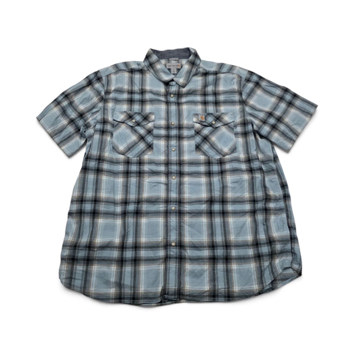 Camisa Carhartt 2xl Relaxed Fit Cuadro Azul Manga Corta (Usado)