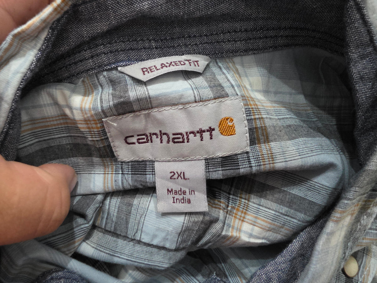 Camisa Carhartt 2xl Relaxed Fit Cuadro Azul Manga Corta (Usado)