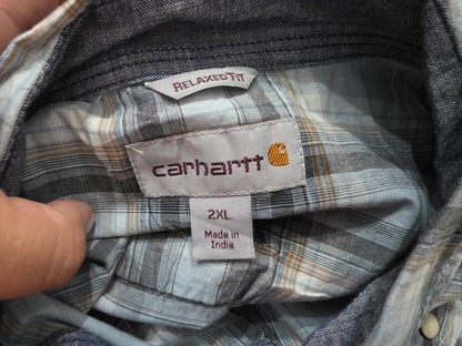 Camisa Carhartt 2xl Relaxed Fit Cuadro Azul Manga Corta (Usado)