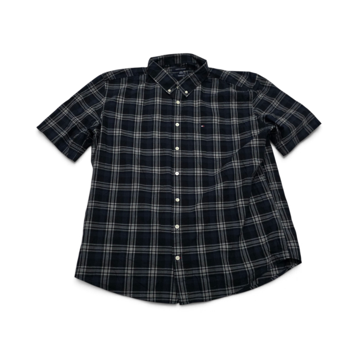 Camisa Tommy Hilfiger 2xl Classic Fit Cuadro Azul Y Negro (Usado)