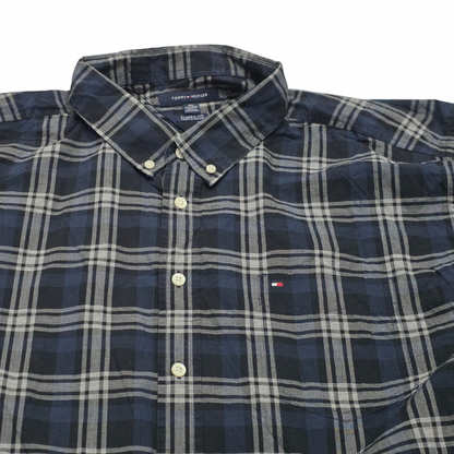 Camisa Tommy Hilfiger 2xl Classic Fit Cuadro Azul Y Negro (Usado)