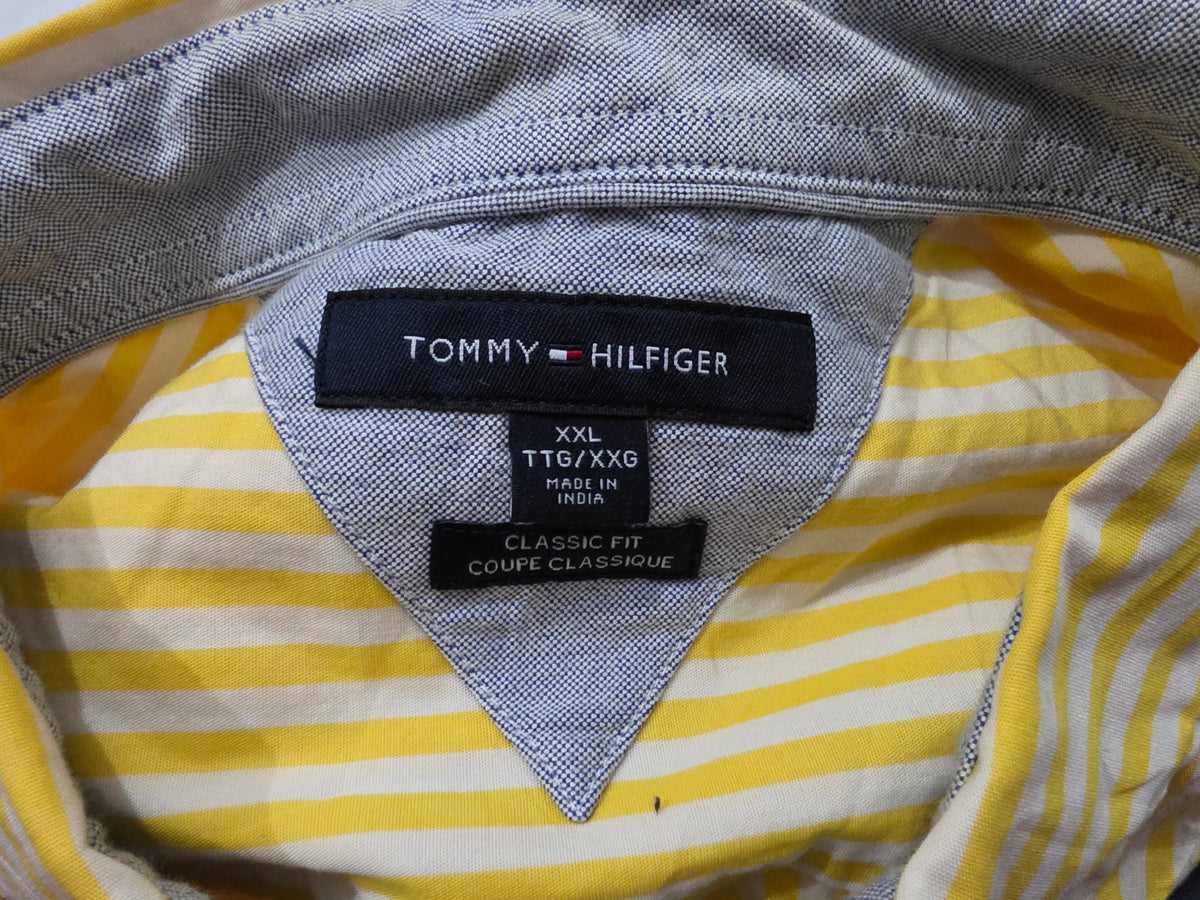 Camisa Tommy Hilfiger 2xl Classic Fit Amarillo Lineas (Usado)
