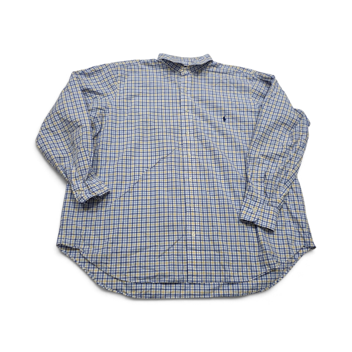 Camisa Ralph Lauren 2xb Amarillo Y Azul Cuadro (Usado)