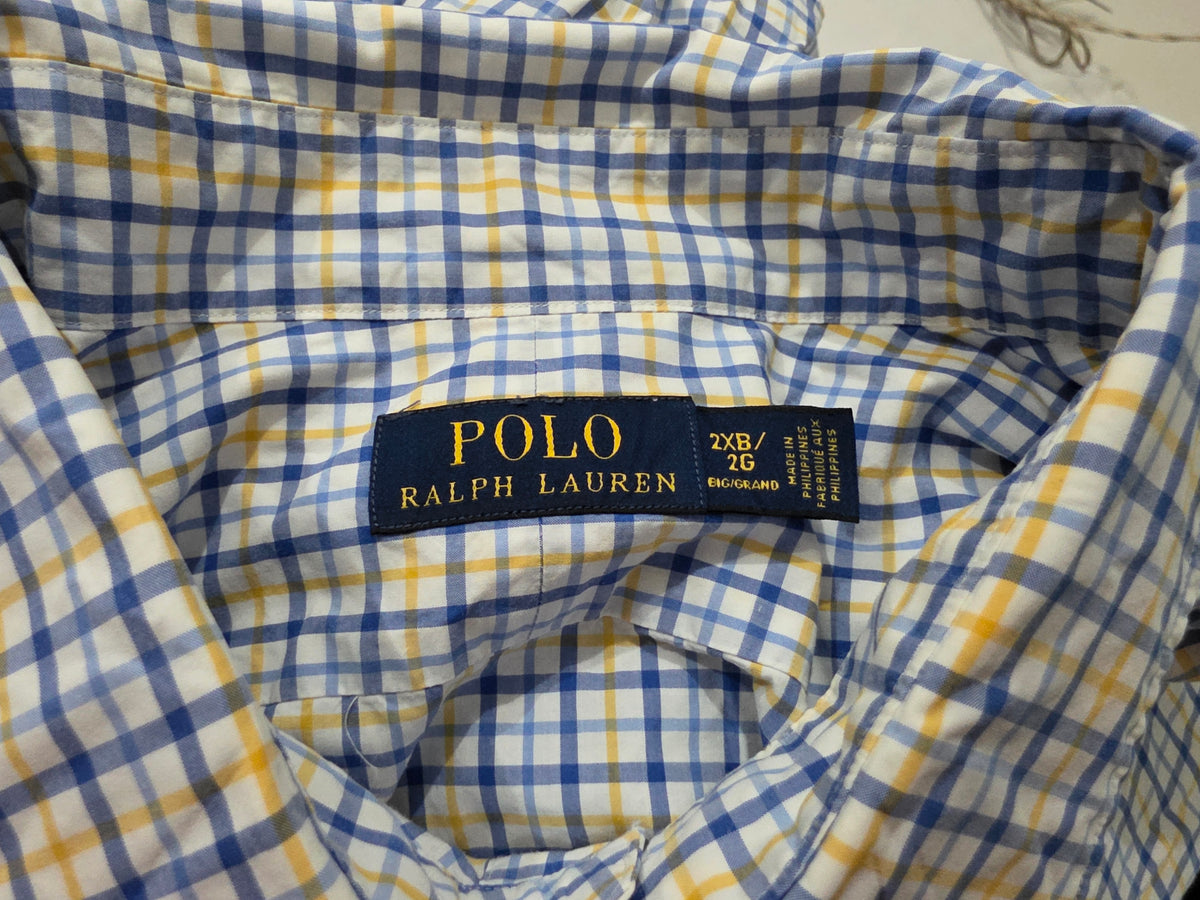 Camisa Ralph Lauren 2xb Amarillo Y Azul Cuadro (Usado)