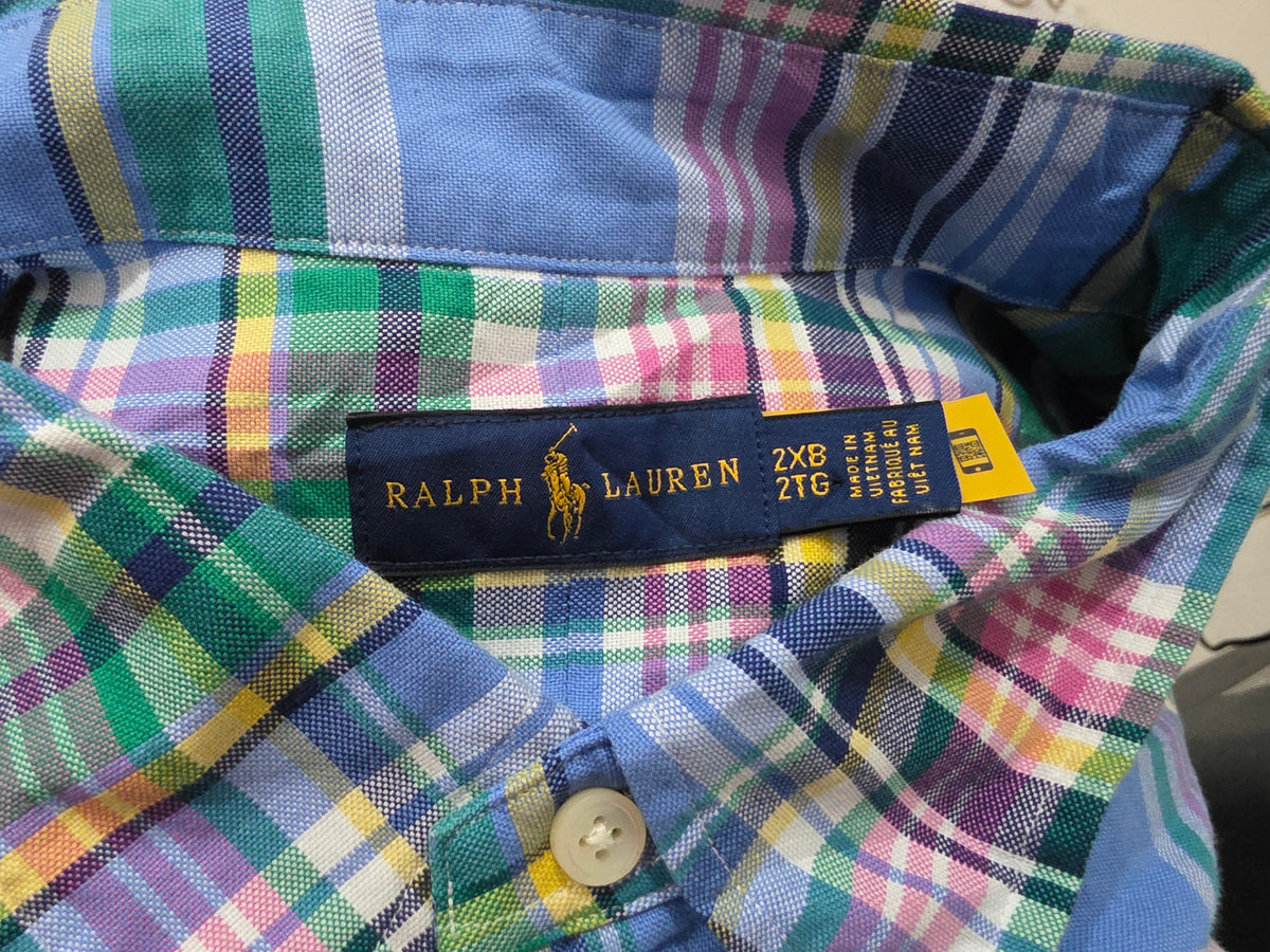 Camisa Ralph Lauren 2xb Cuadro Azul Colores (Usado)