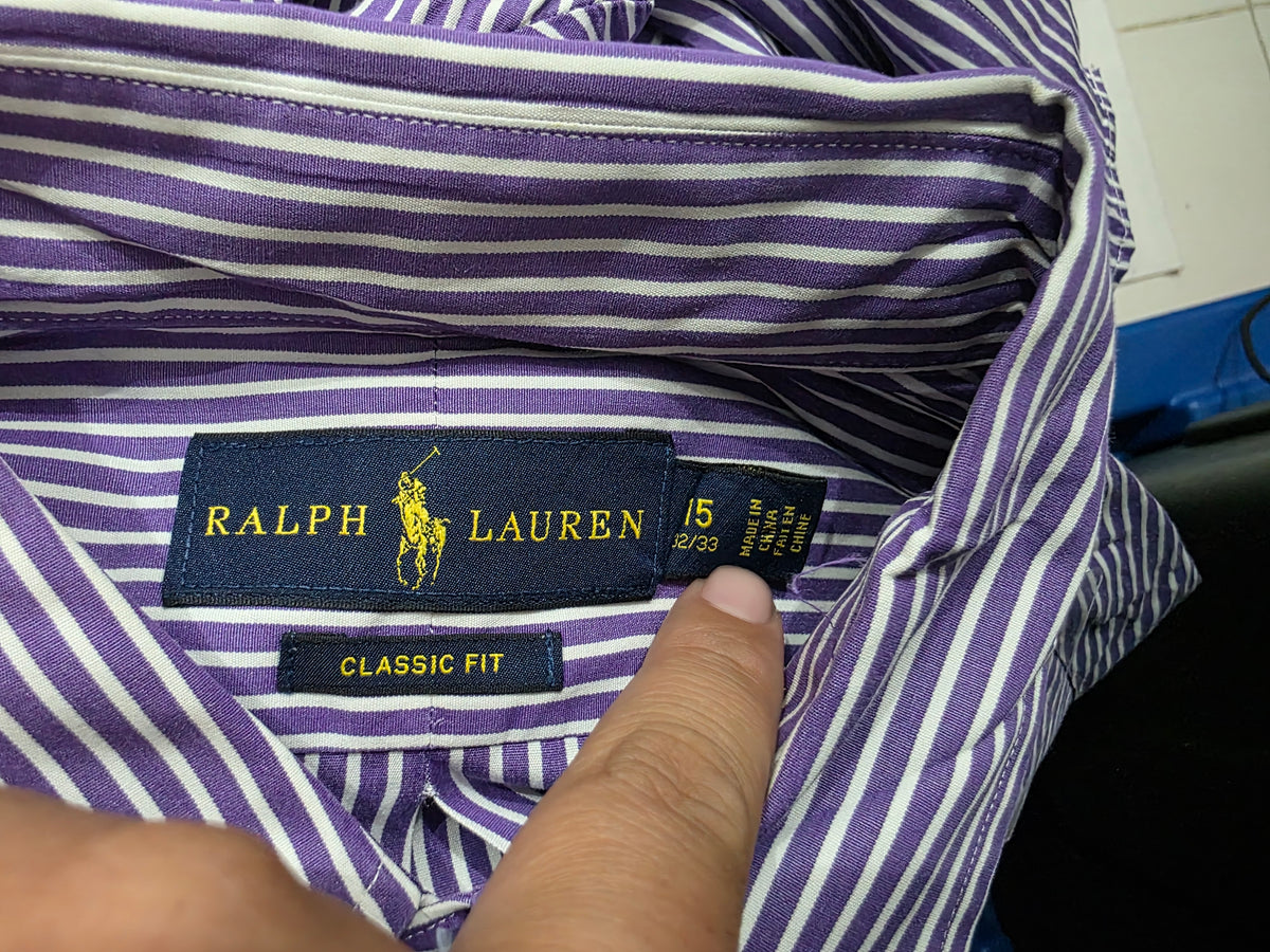 Camisa Ralph Lauren Mediana 15 32-33 Classic Morado Lineas (Usado)