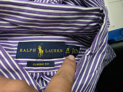 Camisa Ralph Lauren Mediana 15 32-33 Classic Morado Lineas (Usado)