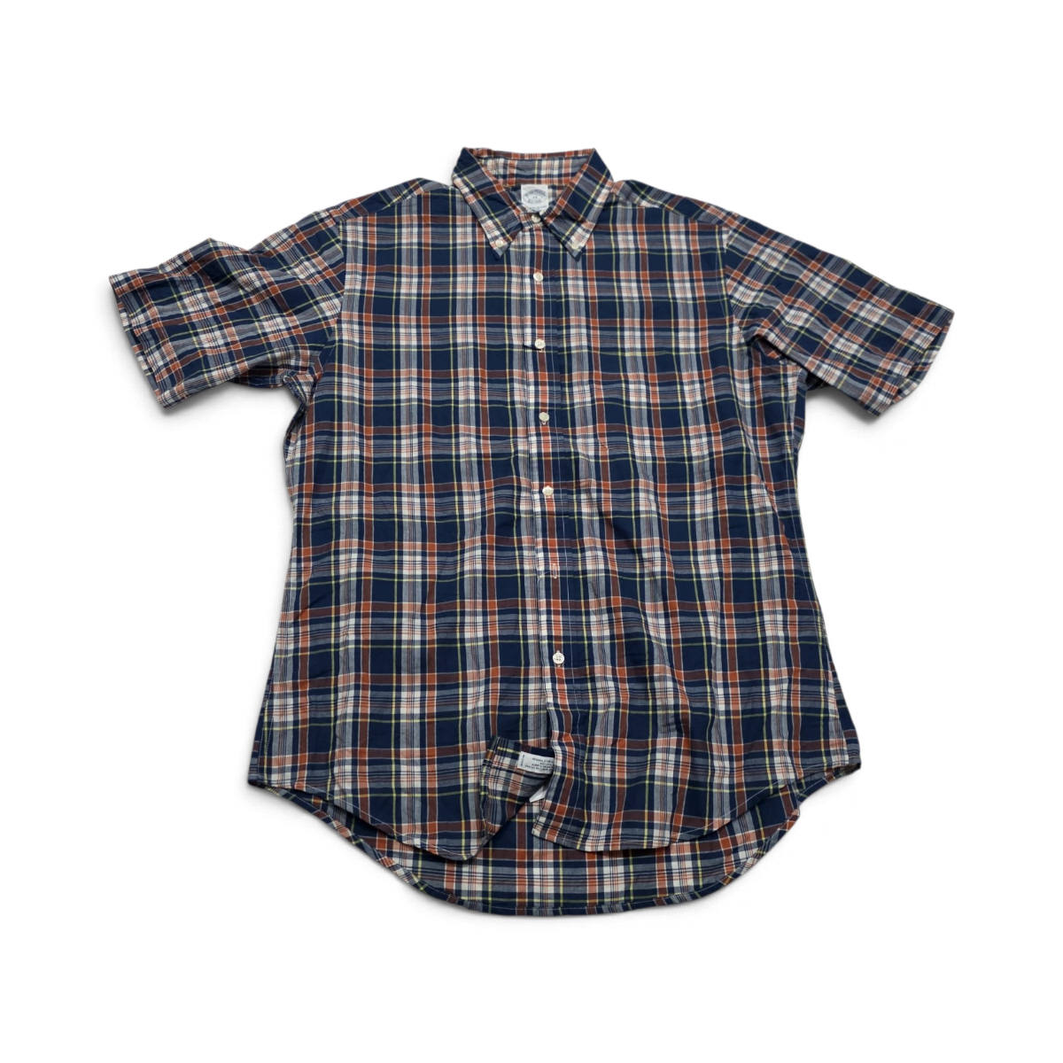Camisa Brooks Brothers Grande L Slimfit Cuadro Azul Naranja (NUEVO)