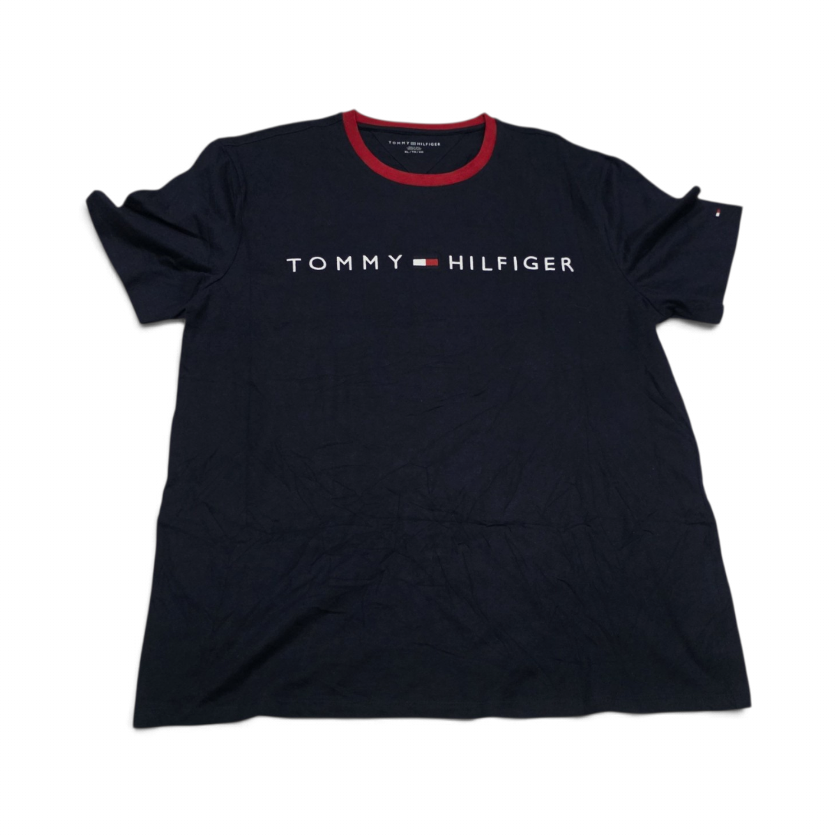 Playera Tommy Hilfiger Xgrande Xl Azul Letras (Usado)