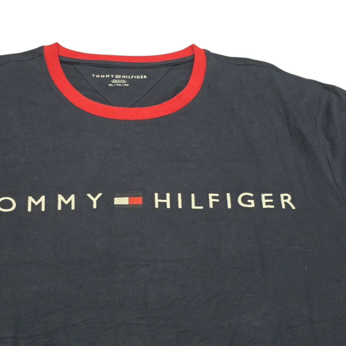 Playera Tommy Hilfiger Xgrande Xl Azul Letras (Usado)