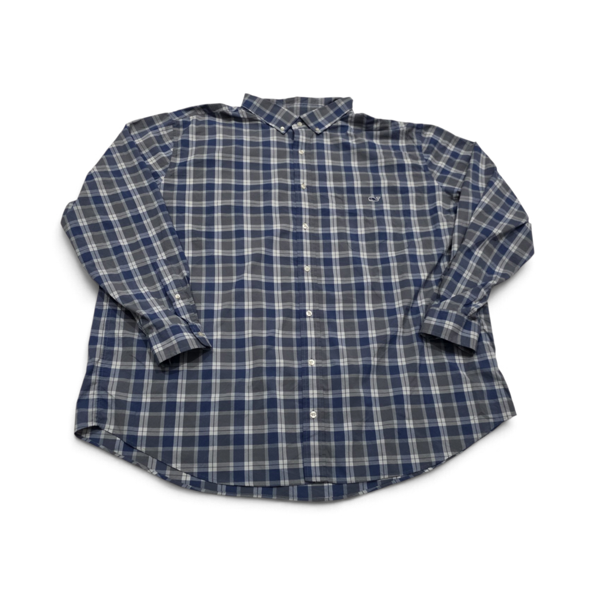 Camisa Vineyard Vines 3xb Classic Fit Cuadro Gris Y Azul (Usado)