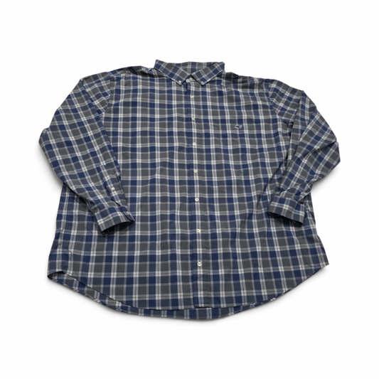 Camisa Vineyard Vines 3xb Classic Fit Cuadro Gris Y Azul (Usado)