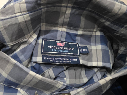 Camisa Vineyard Vines 3xb Classic Fit Cuadro Gris Y Azul (Usado)