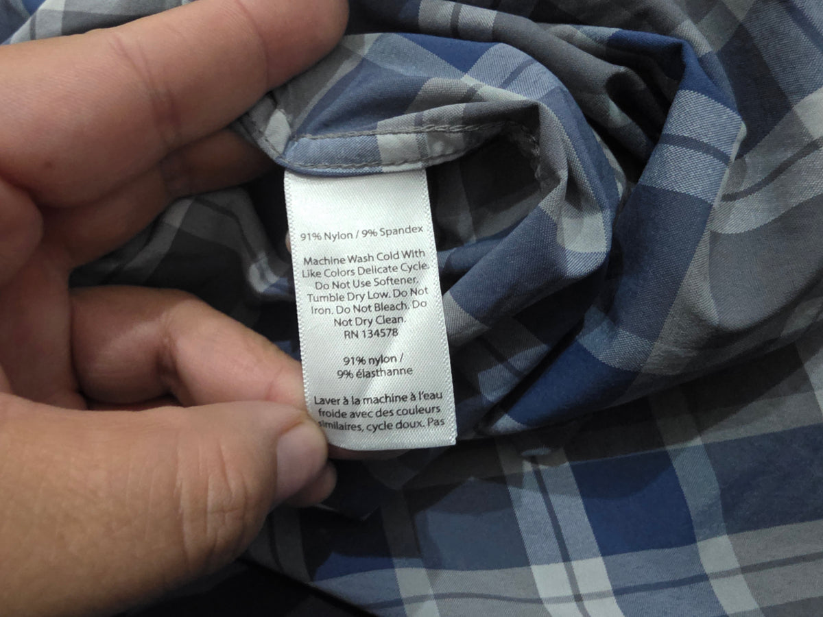 Camisa Vineyard Vines 3xb Classic Fit Cuadro Gris Y Azul (Usado)
