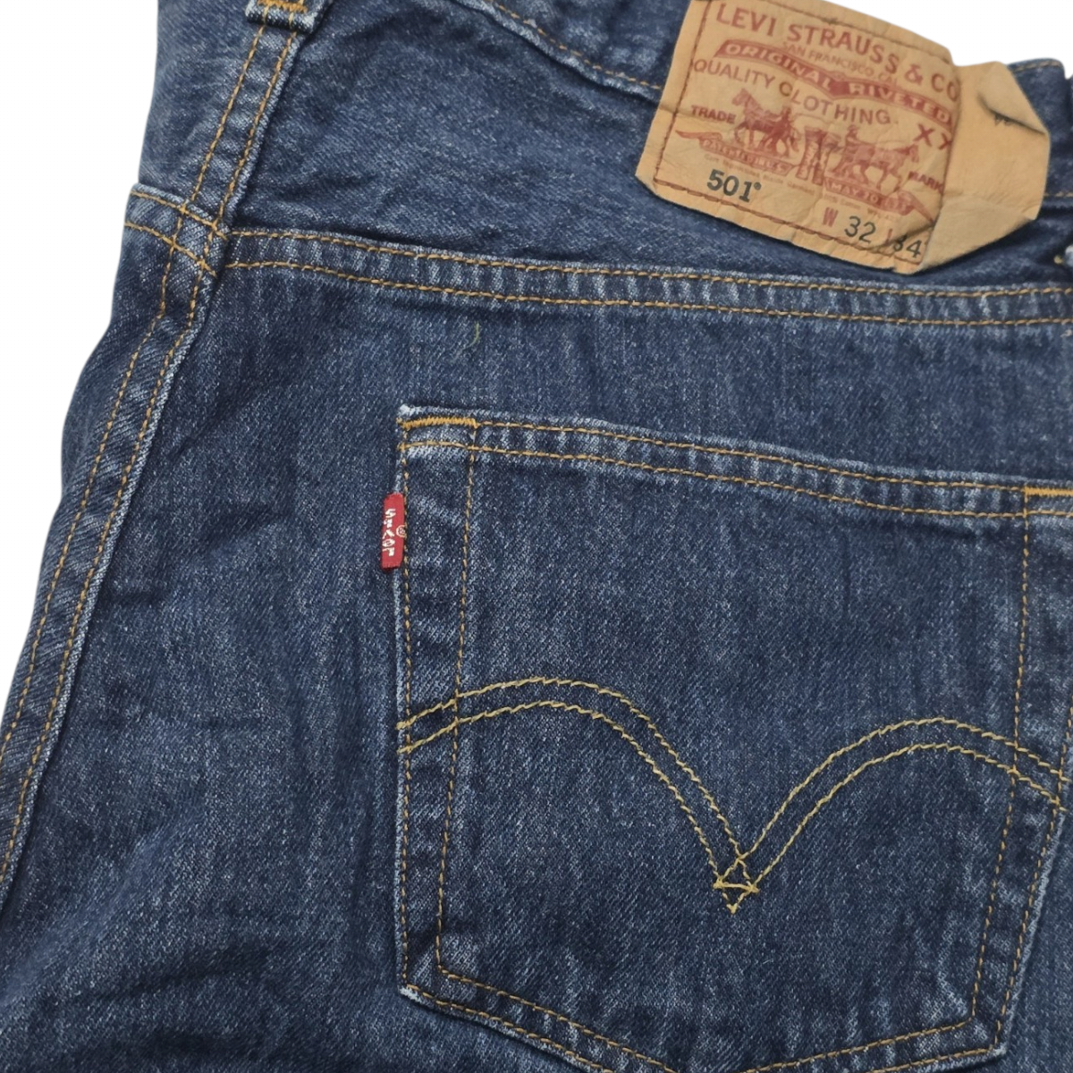Pantalon Levis 501 32x34 Recto Azul Marin (Usado)