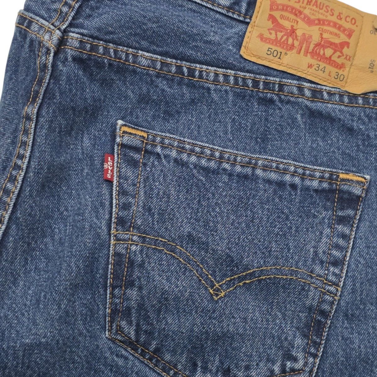 Pantalon Levis 501 34x30 Recto Clasico Azul Marino (Usado)