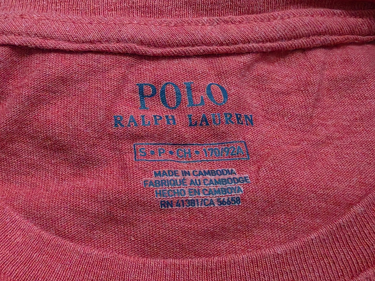Playera Ralph Lauren Chico S Rojo Pony Azul Manga Larga (Usado)