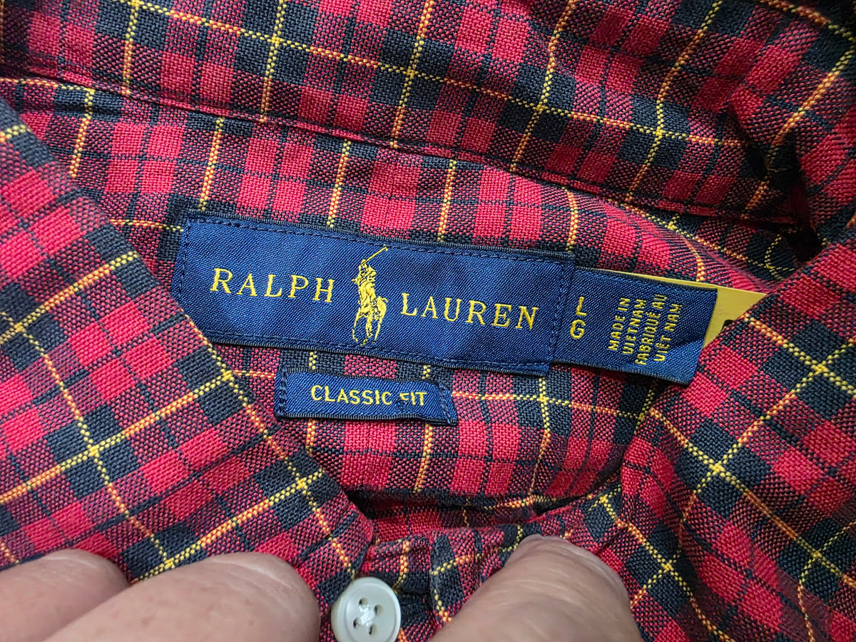 Camisa Ralph Lauren Grande L Classic Fit Cuadro Rojo Y Negro (Usado)